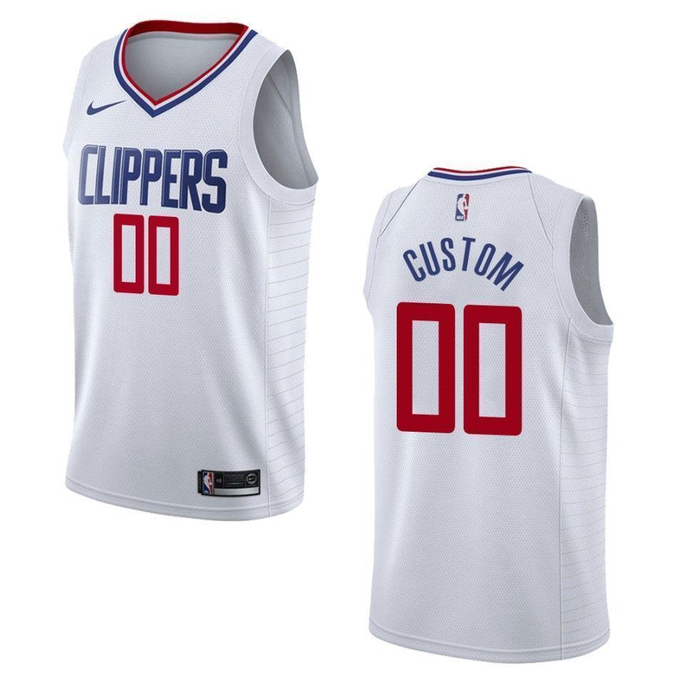 Men's Los Angeles Clippers 00 Custom Association Swingman Jersey - White - JS465
