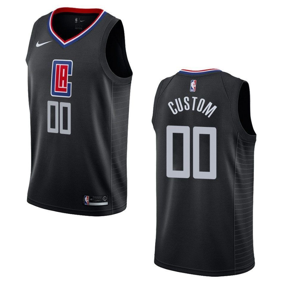 Men's Los Angeles Clippers 00 Custom Statement Swingman Jersey - Black - JS358