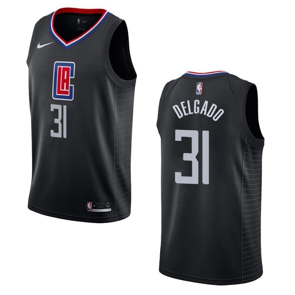 Men's Los Angeles Clippers 31 Angel Delgado Statement Swingman Jersey - Black - JS747