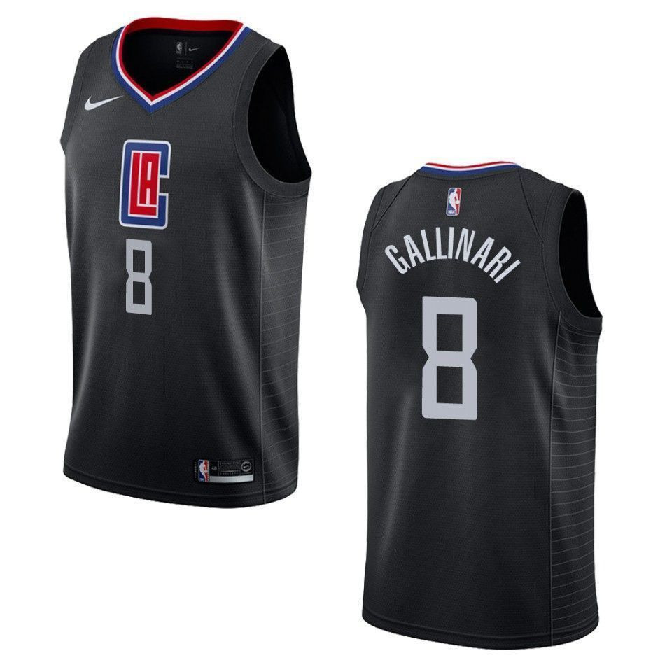 Men's Los Angeles Clippers 8 Danilo Gallinari Statement Swingman Jersey - Black - JS330