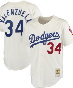 Men's Los Angeles Dodgers Fernando Valenzuela Mitchell & Ness Gray Jersey