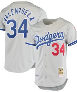 Men's Los Angeles Dodgers Fernando Valenzuela Mitchell & Ness Gray Road 1981 Cooperstown Collection Jersey