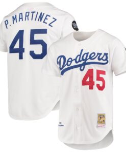 Men's Los Angeles Dodgers Pedro Martinez Mitchell & Ness White 1993 Cooperstown Collection Home Jersey