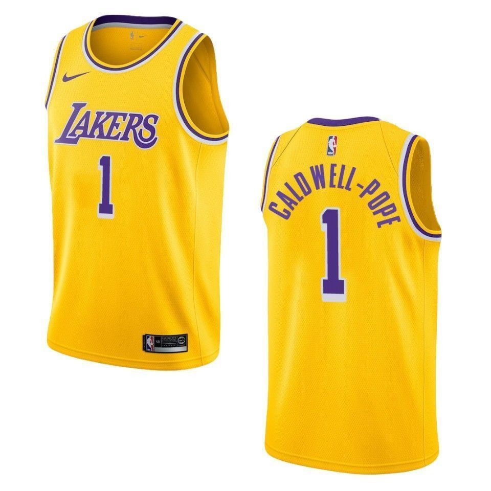 Men's Los Angeles Lakers 1 Kentavious Caldwell-pope Icon Swingman Jersey - Gold - JS549