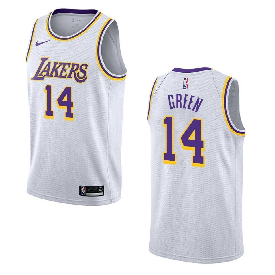 Men's Los Angeles Lakers 14 Danny Green Association Swingman Jersey - White - JS969