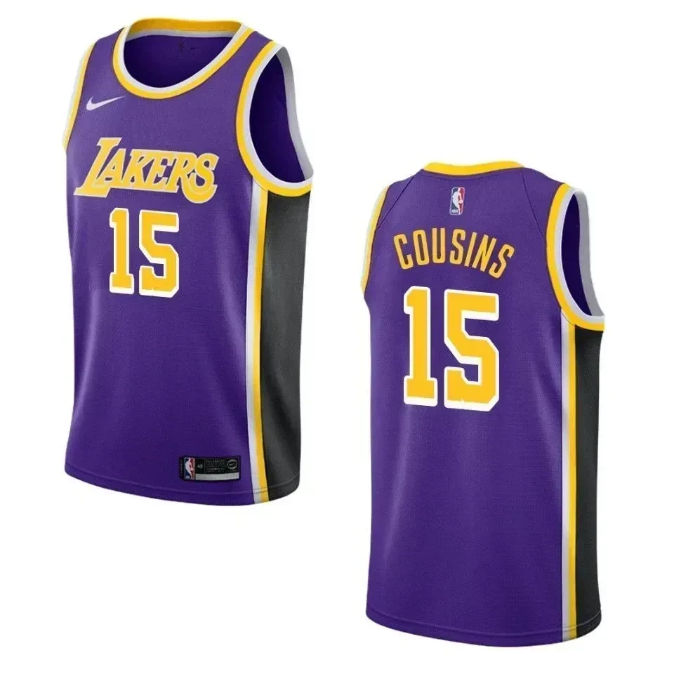 Men's Los Angeles Lakers 15 Demarcus Cousins Statement Swingman Jersey - Purple - JS703