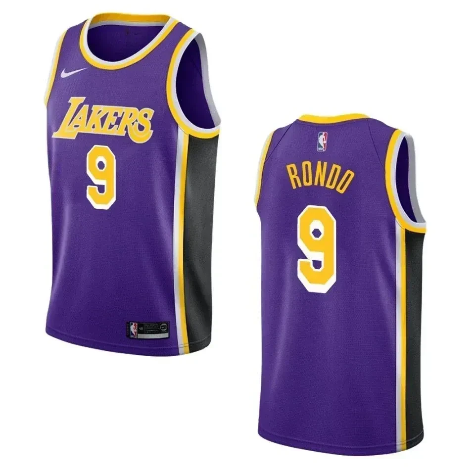Men's Los Angeles Lakers 9 Rajon Rondo Statement Swingman Jersey - Purple - JS758
