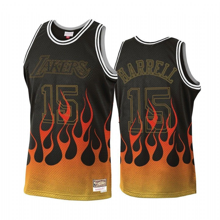 Men's Los Angeles Lakers Montrezl Harrell 15 Black Flames Jersey - JS199
