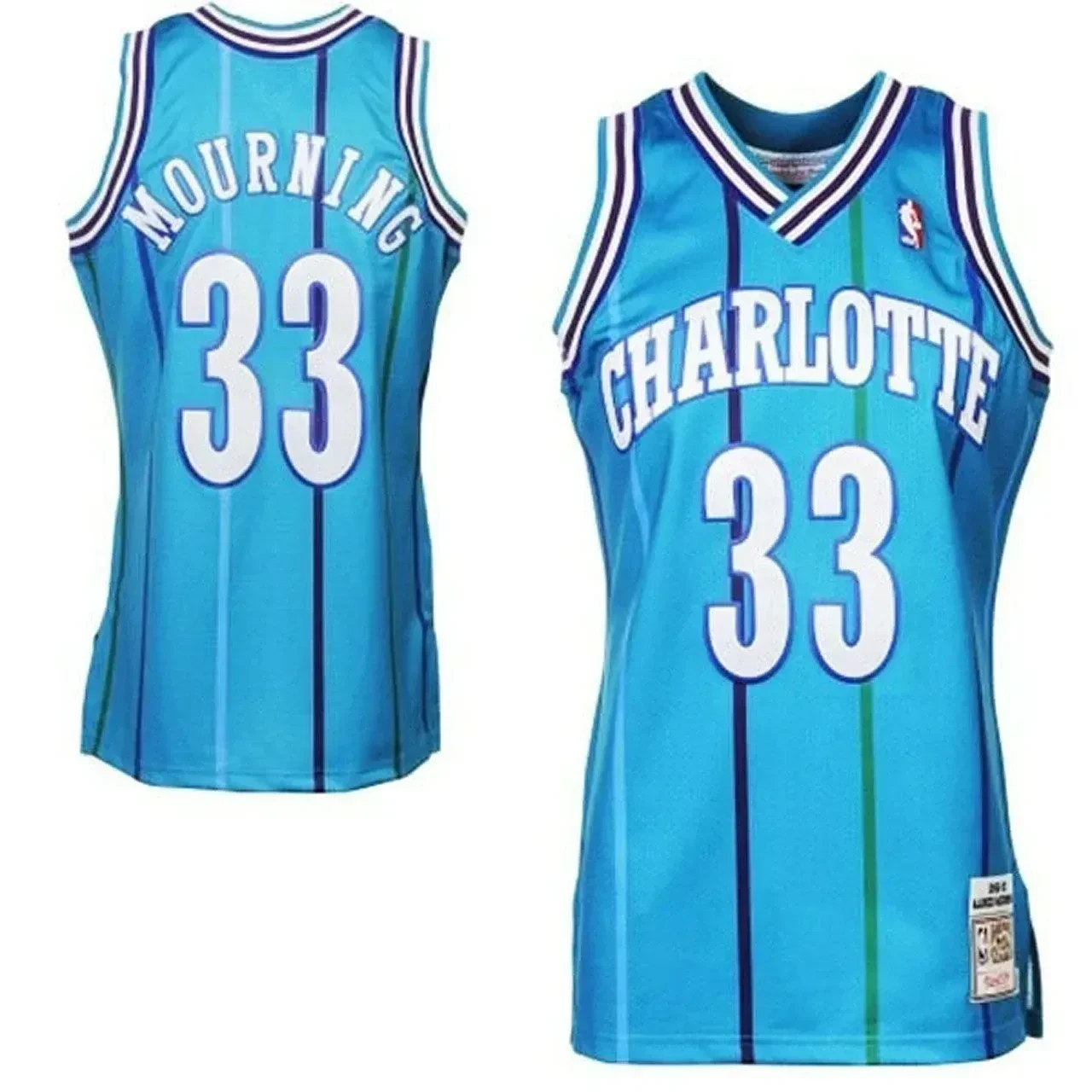 Men's Male Alonzo Mourning Charlotte Hornets 33 Hardwood Classics Jersey - JS806