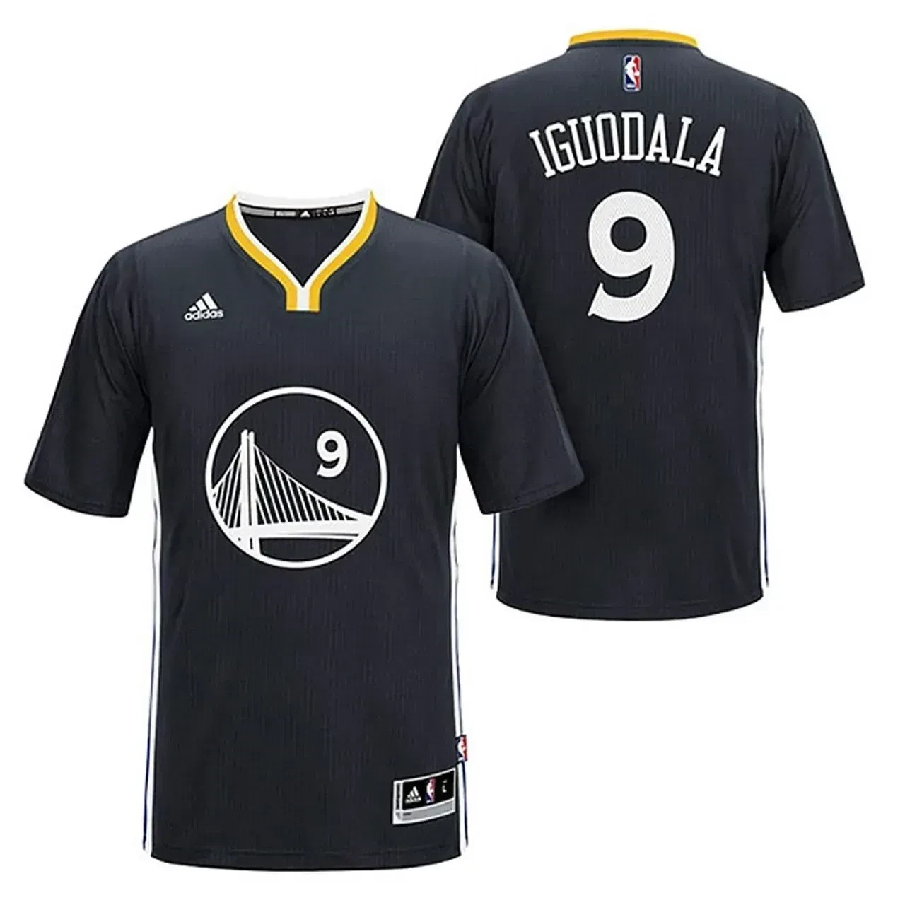 Men's Male Andre Iguodala Golden State Warriors 9 2014-15 New Swingman Black Jersey With Sleeves Jersey - JS820