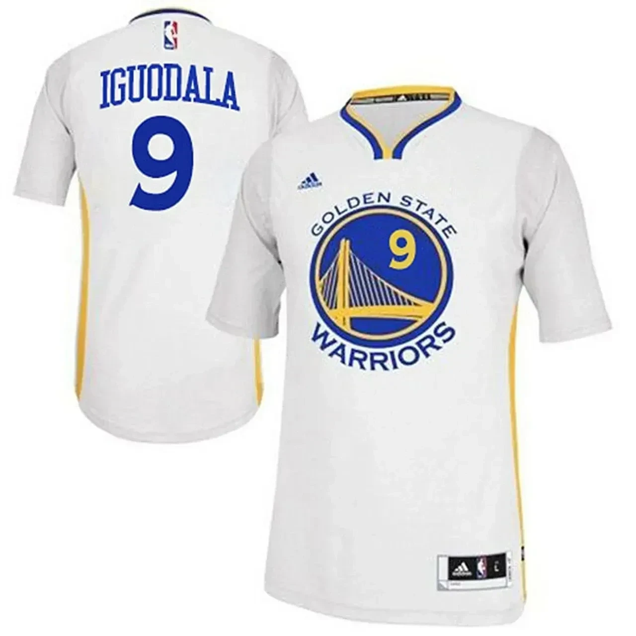 Men's Male Andre Iguodala Golden State Warriors 9 2014-15 New Swingman White Jersey With Sleeves Jersey - JS803