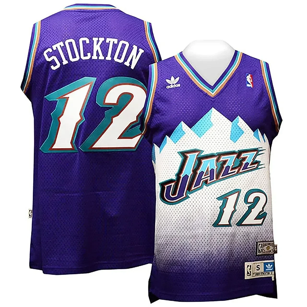 Men's Male John Stockton Utah Jazz 12 Blue Mountains Jersey - JS698