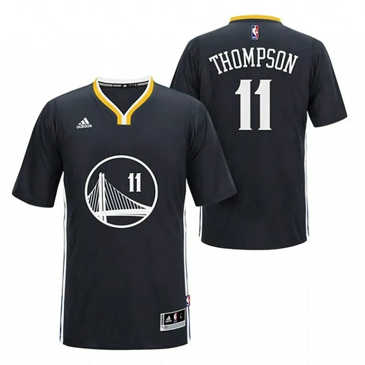 Men's Male Klay Thompson Golden State Warriors 11 2014-15 New Swingman Black Jersey With Sleeves Jersey - JS377