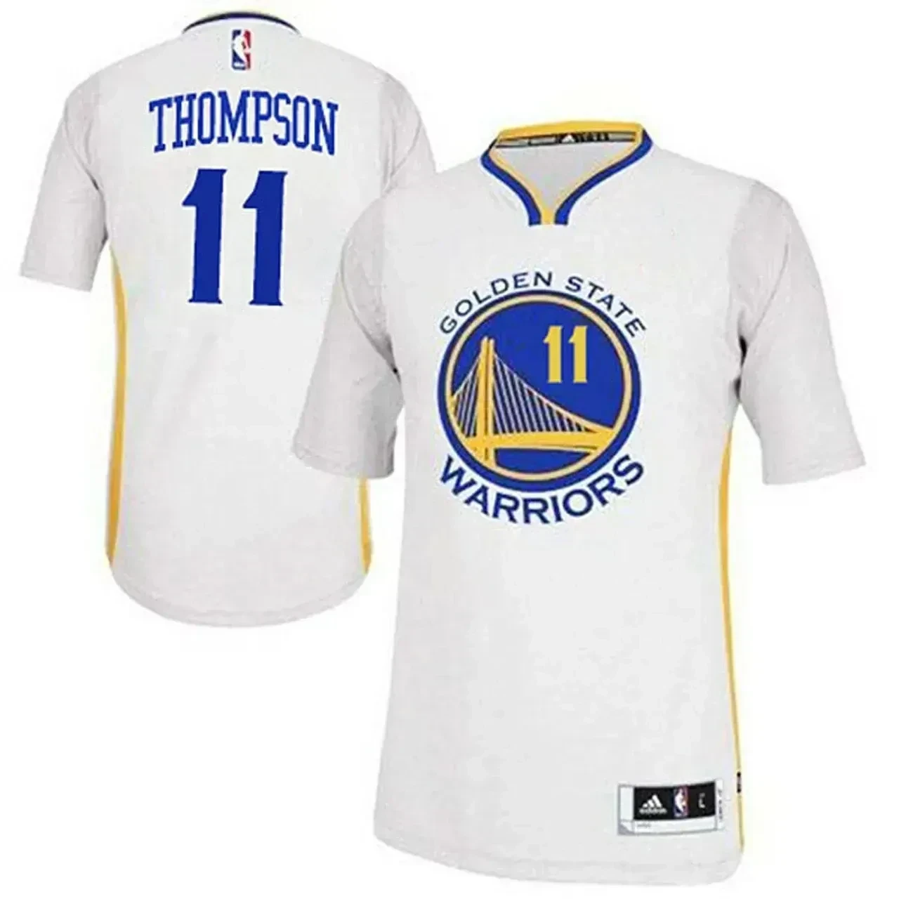 Men's Male Klay Thompson Golden State Warriors 11 2014-15 New Swingman White Jersey With Sleeves Jersey - JS413