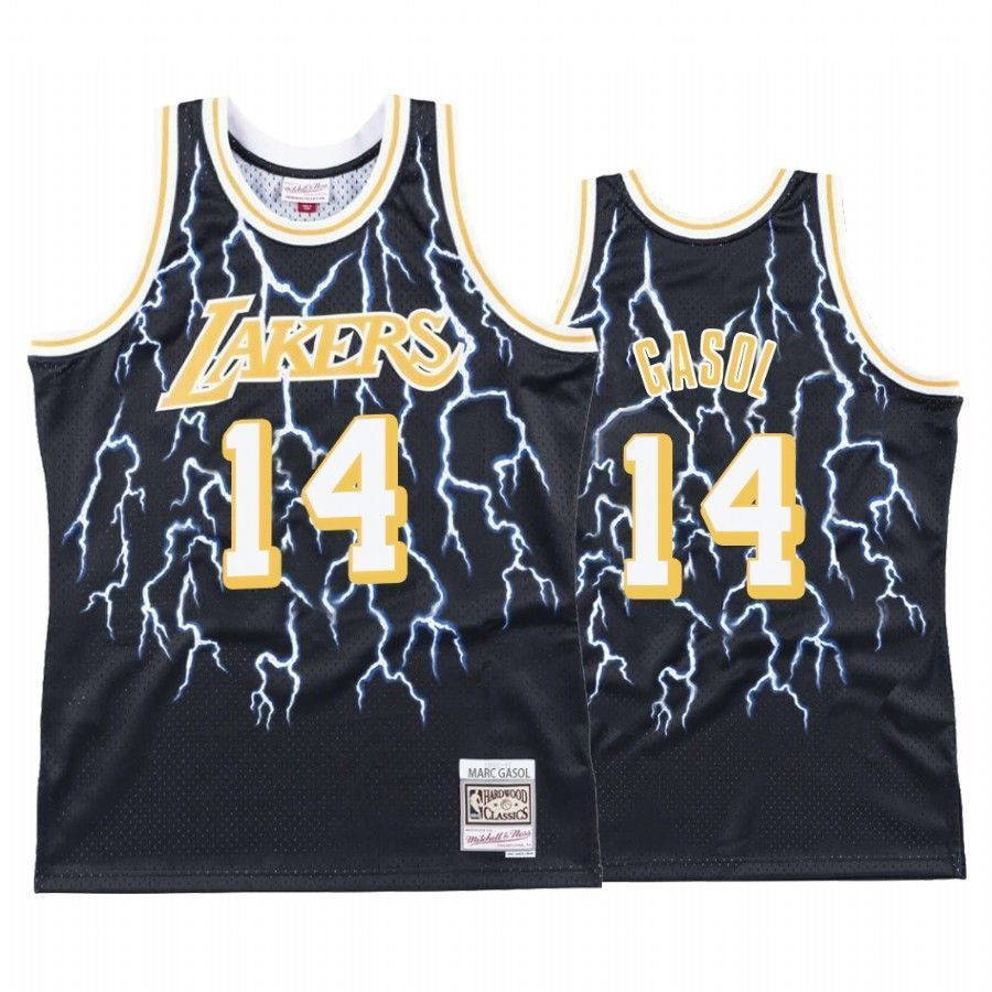 Men's Marc Gasol 14 Los Angeles Lakers Black Lightning Jersey - JS581