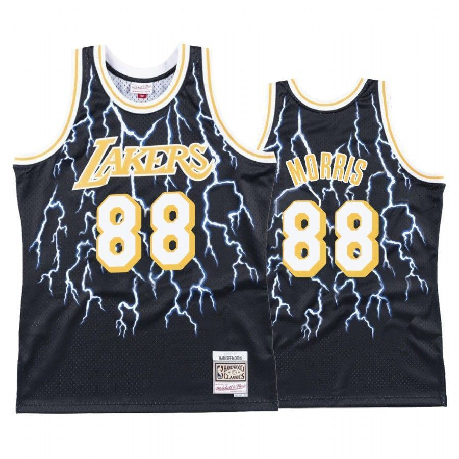 Men's Markieff Morris 88 Los Angeles Lakers Black Lightning Jersey - JS733