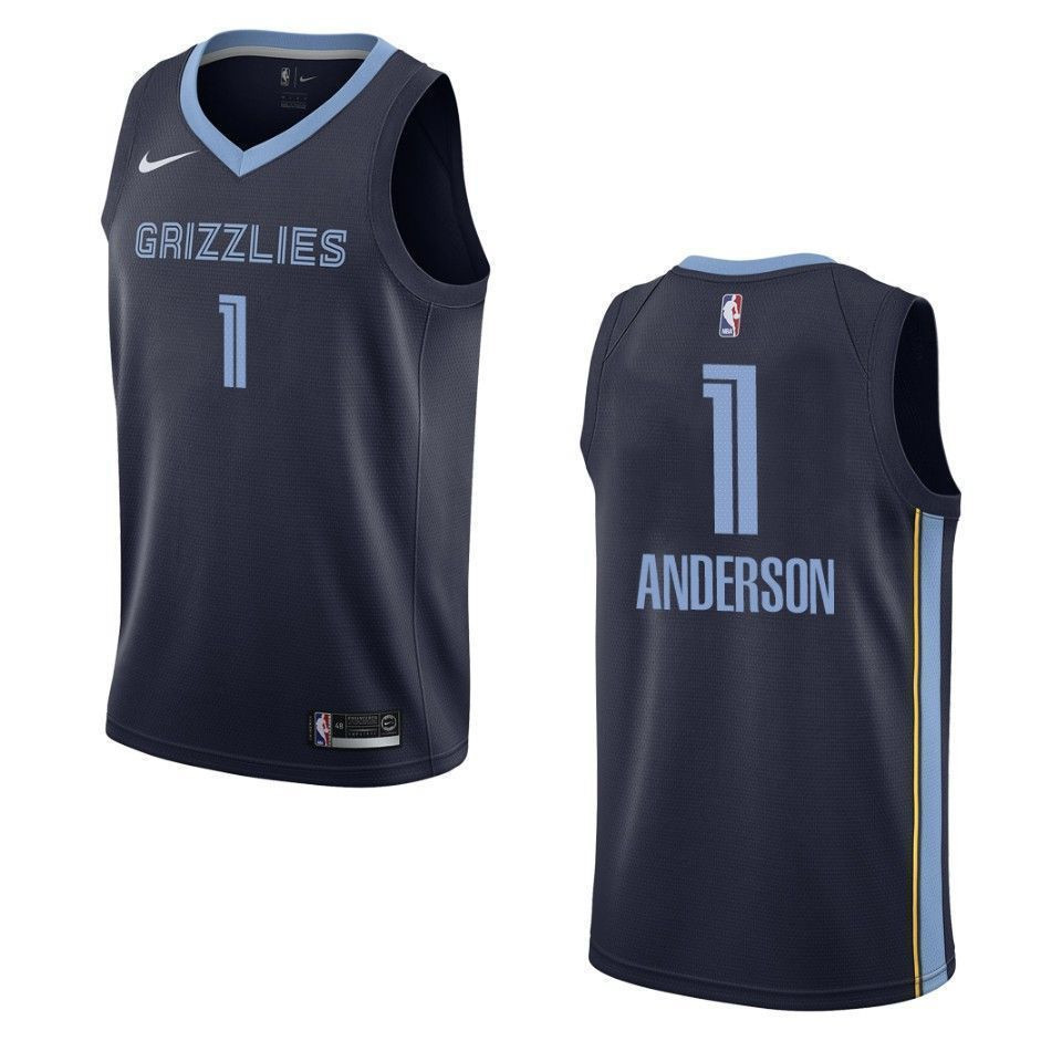 Men's Memphis Grizzlies 1 Kyle Anderson Icon Edition Swingman Jersey - Navy - JS774