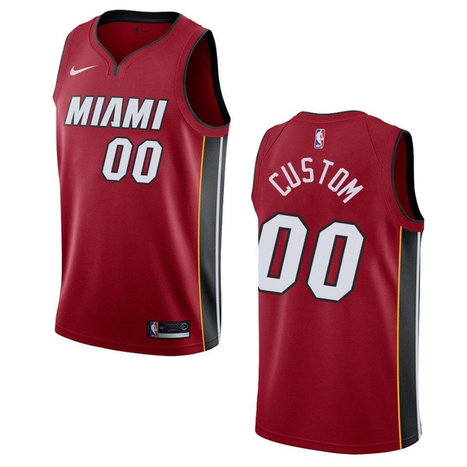 Men's Miami Heat 00 Custom Statement Swingman Jersey - Red - JS630