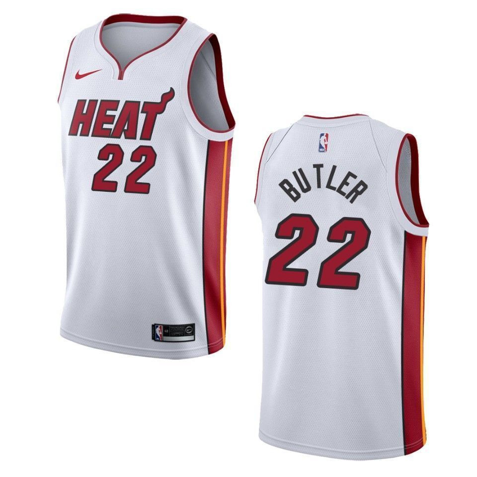 Men's Miami Heat 22 Jimmy Butler Association Swingman Jersey - White - JS361