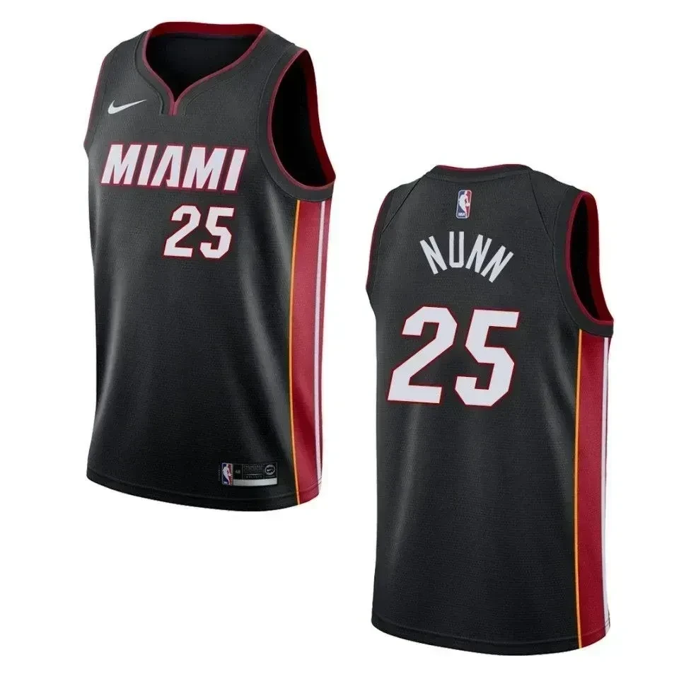 Men's Miami Heat 25 Kendrick Nunn Icon Swingman Jersey - Black - JS555