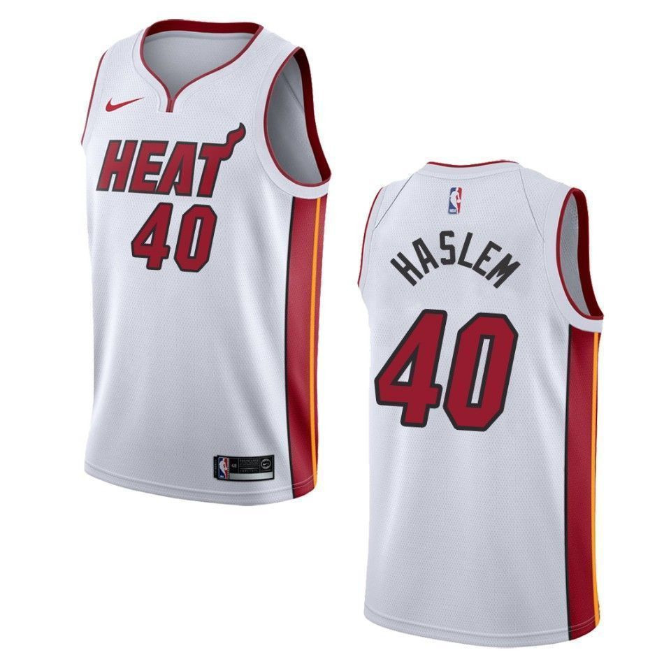 Men's Miami Heat 40 Udonis Haslem Association Swingman Jersey - White - JS792