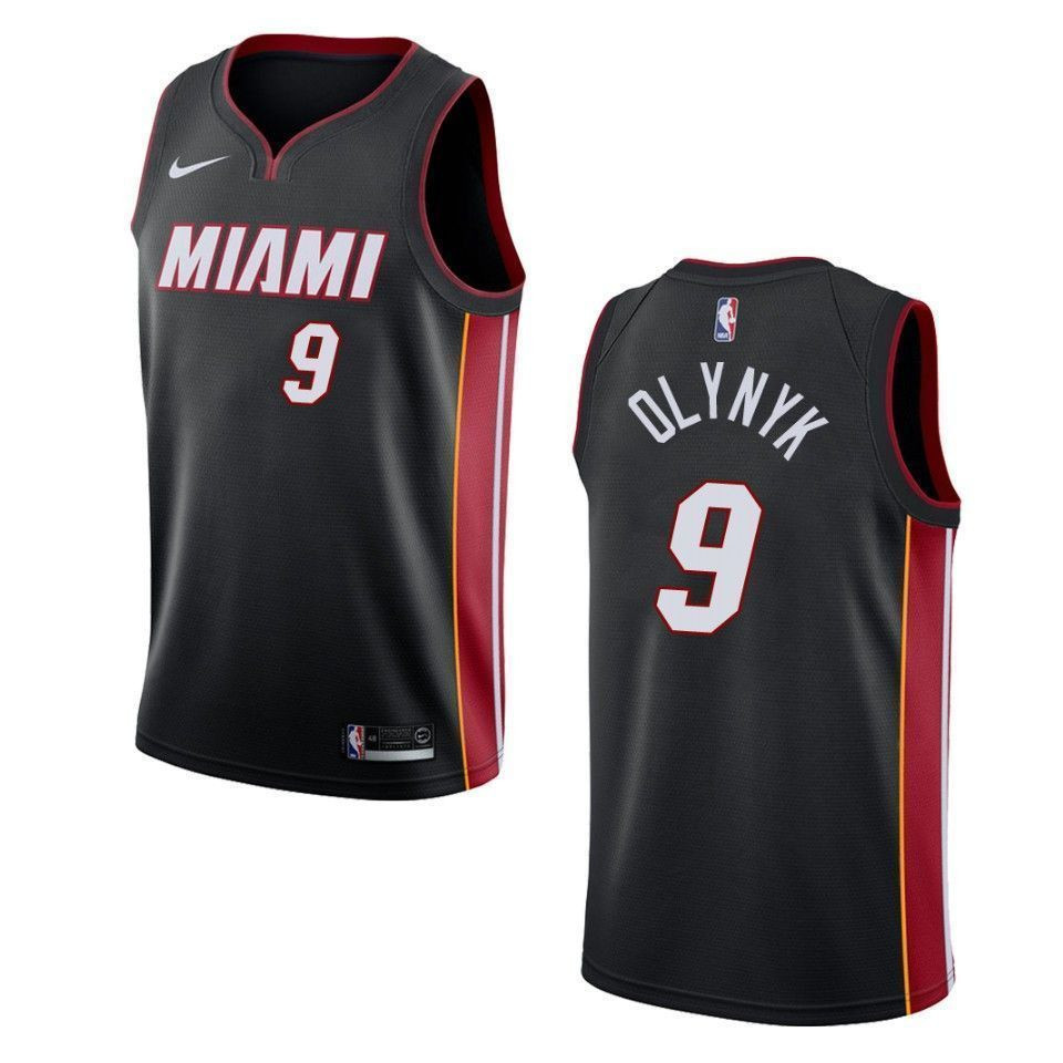 Men's Miami Heat 9 Kelly Olynyk Icon Swingman Jersey - Black - JS985