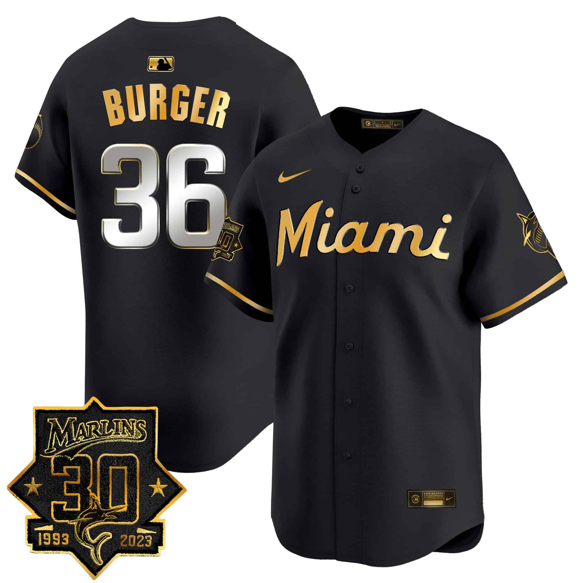 Men's Miami Marlins 30 Seasons Anniversary Patch Vapor Premier Limited Jersey â€“ All Stitched - Jersey AZ