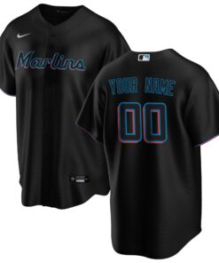 Men's Miami Marlins Black Alternate Custom Jersey