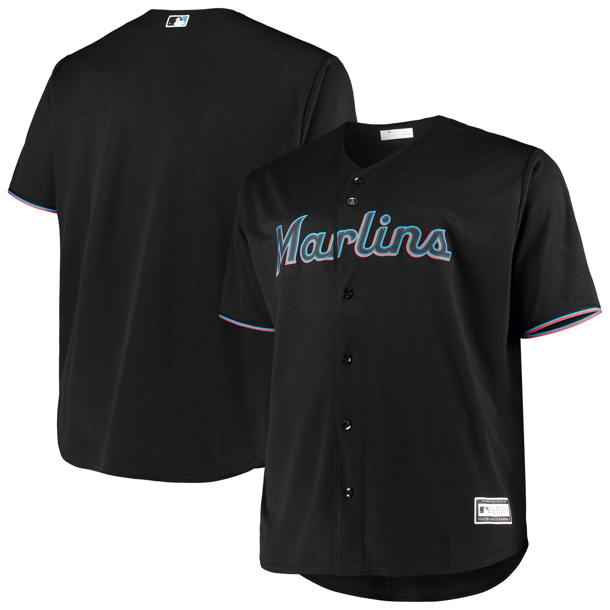 Men's Miami Marlins Black Big & Tall Team Jersey