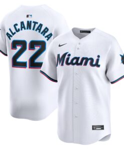 Men's Miami Marlins Sandy Alcantara White Home Limited Player Jersey