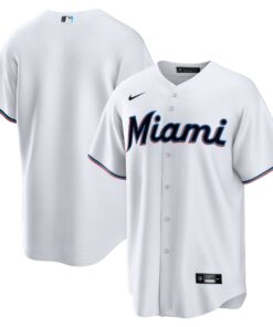 Men's Miami Marlins White Home Blank Jersey