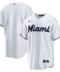 Men's Miami Marlins White Home Team Jersey