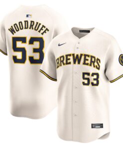 Men's Milwaukee Brewers Brandon Woodruff Cream Home Limited Player Jersey