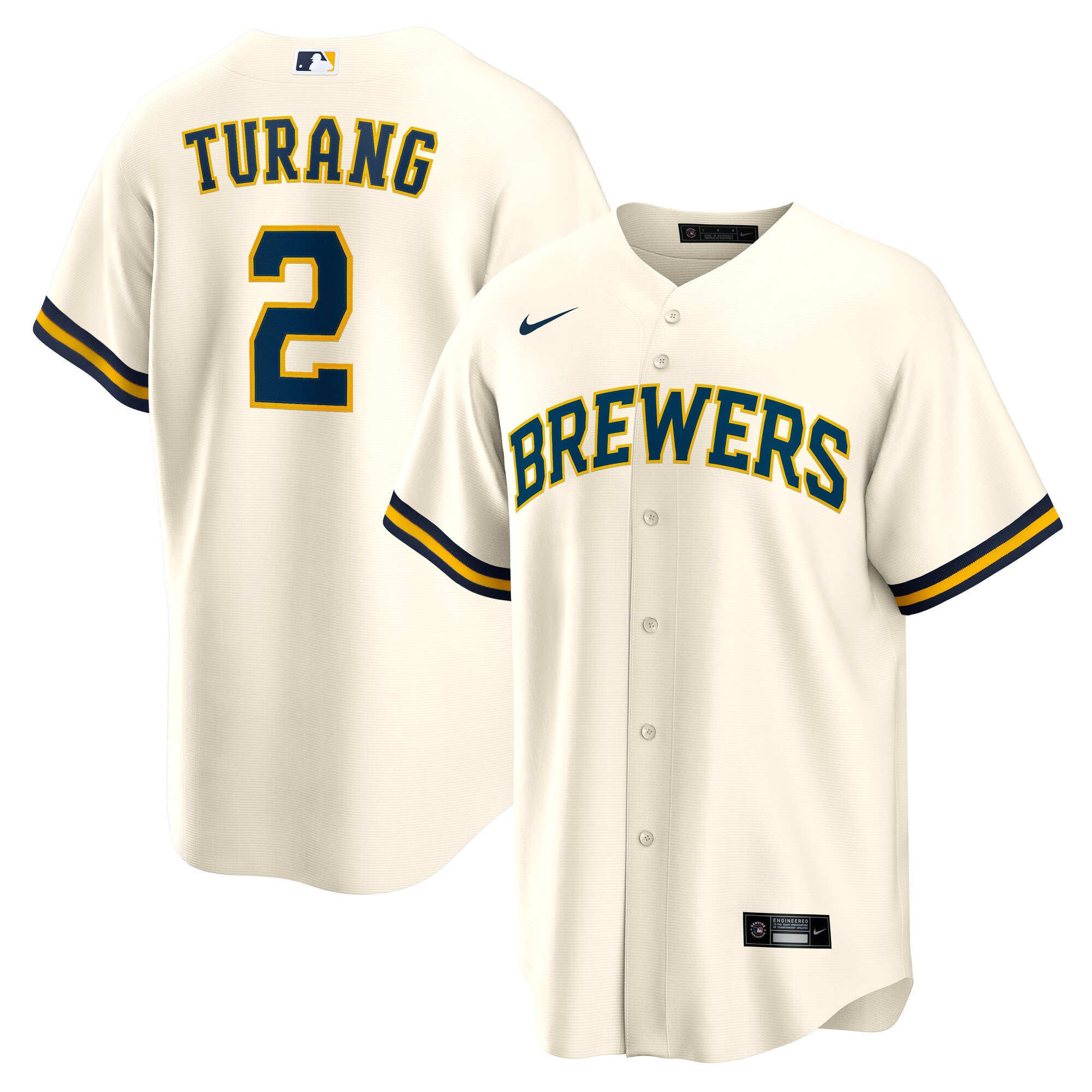 Men's Milwaukee Brewers Brice Turang Cream Home Jersey