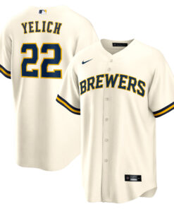 Men's Milwaukee Brewers Christian Yelich Cream Alternate Player Jersey