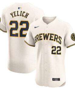 Men's Milwaukee Brewers Christian Yelich Cream Home Elite Player Jersey