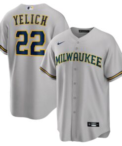 Men's Milwaukee Brewers Christian Yelich Gray Alternate Player Jersey