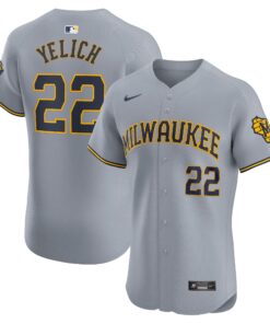 Men's Milwaukee Brewers Christian Yelich Gray Road Elite Player Jersey