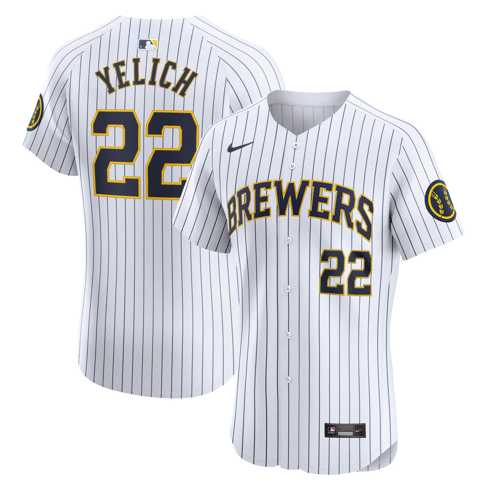 Men's Milwaukee Brewers Christian Yelich White Alternate Alternate Elite Player Jersey