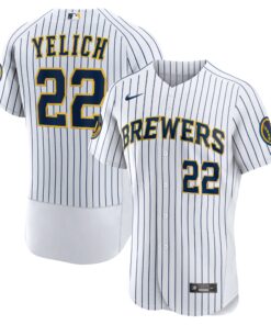 Men's Milwaukee Brewers Christian Yelich White Alternate Player Jersey