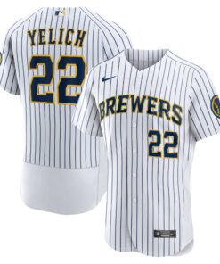 Men's Milwaukee Brewers Christian Yelich White Team Alternate Player Jersey