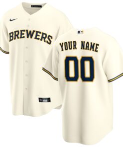 Men's Milwaukee Brewers Cream Home Custom Jersey