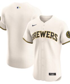 Men's Milwaukee Brewers Cream Home Elite Jersey