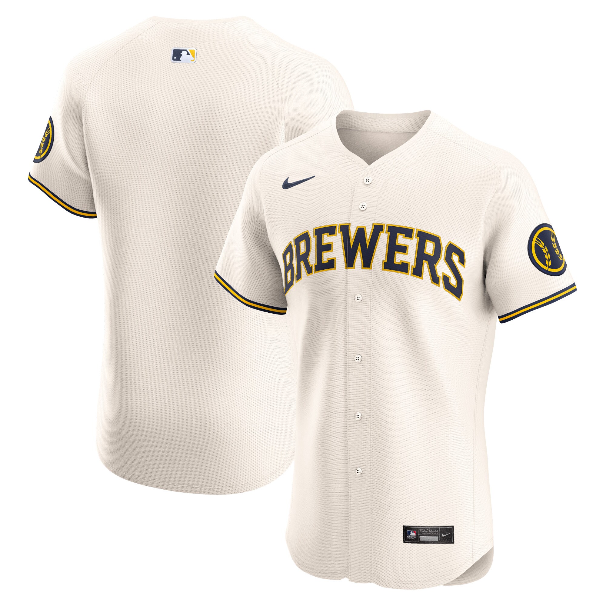 Men's Milwaukee Brewers Cream Home Elite Jersey