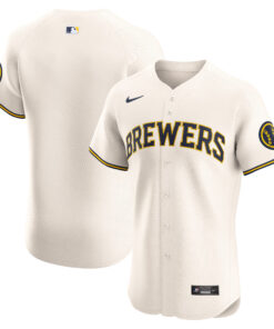 Men's Milwaukee Brewers Cream Home Elite Jersey