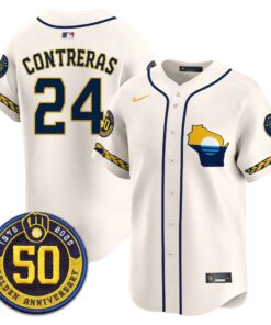 Men's Milwaukee Brewers Golden 50th Anniversary Patch Vapor Premier Limited Jersey