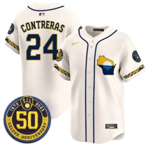 Men's Milwaukee Brewers Golden 50th Anniversary Patch Vapor Premier Limited Jersey
