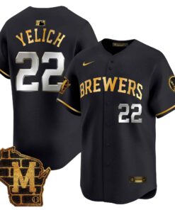 Men's Milwaukee Brewers Home Patch Vapor Premier Limited Jersey