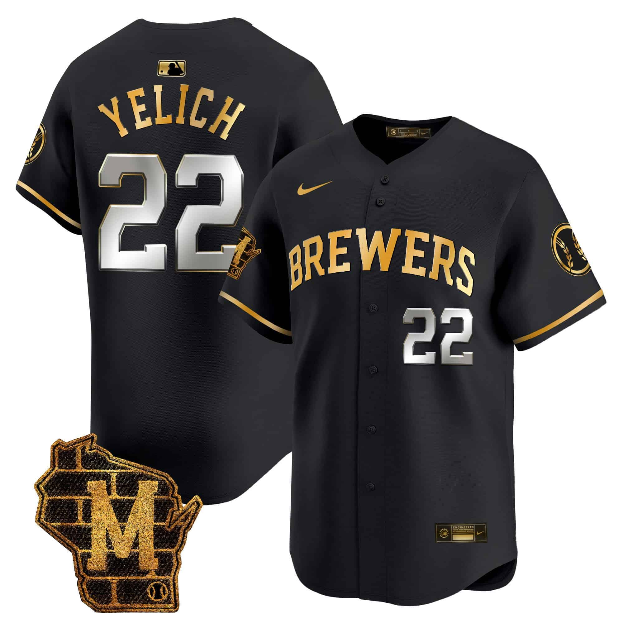 Men's Milwaukee Brewers Home Patch Vapor Premier Limited Jersey