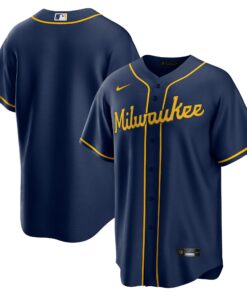 Men's Milwaukee Brewers Navy Alternate Team Jersey